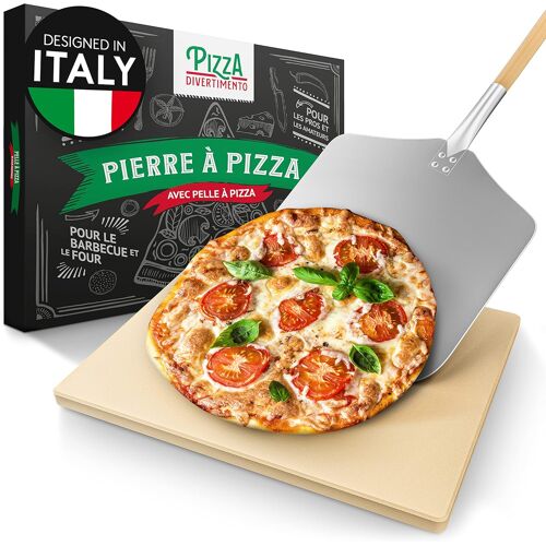 Jexnovashop-Pierre À Pizza Pour Four - Avec Pelle À Pizza En Bois - Pierre Pizza En Cordiérite - Pour Une Base Croustillante Et Une Juteuse