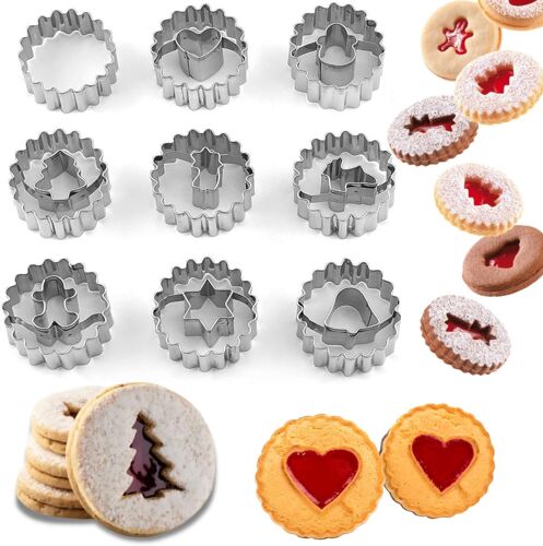 Jexnovashop-Lot De 9 Emporte-Pièces Linzer Noël En Acier Inoxydable Moule À Biscuits, Noël Emporte Pièces Linzer En Acier Inoxydable, Emporte Pièces Noël, Biscuits De Noël
