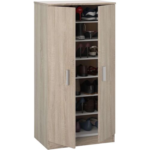 JEXNOVASHOP-Modèle Basic Meuble à chaussures 2 portes, finition chêne canadien, dimensions : 55 x 108 x 36 cm (l x H x P).