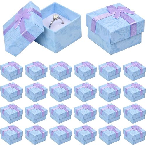 Jexnovashop-24 Pcs Boite A Bijoux 4x4x3cm, Petite Boite Cadeau Carton, Boîte De Bague, Ecrin Présentoir Boîte De Collier, Case Rangement Bijoux Pour Pendentif Boucle D'oreille Collier Bague (Violet)