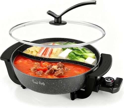 SUBZONAL-Appareil Fondue Chinoise Hot Pot Electrique 6L 220V 1200W Shabu SHabu Hotpot avec Diviseur Wok electrique