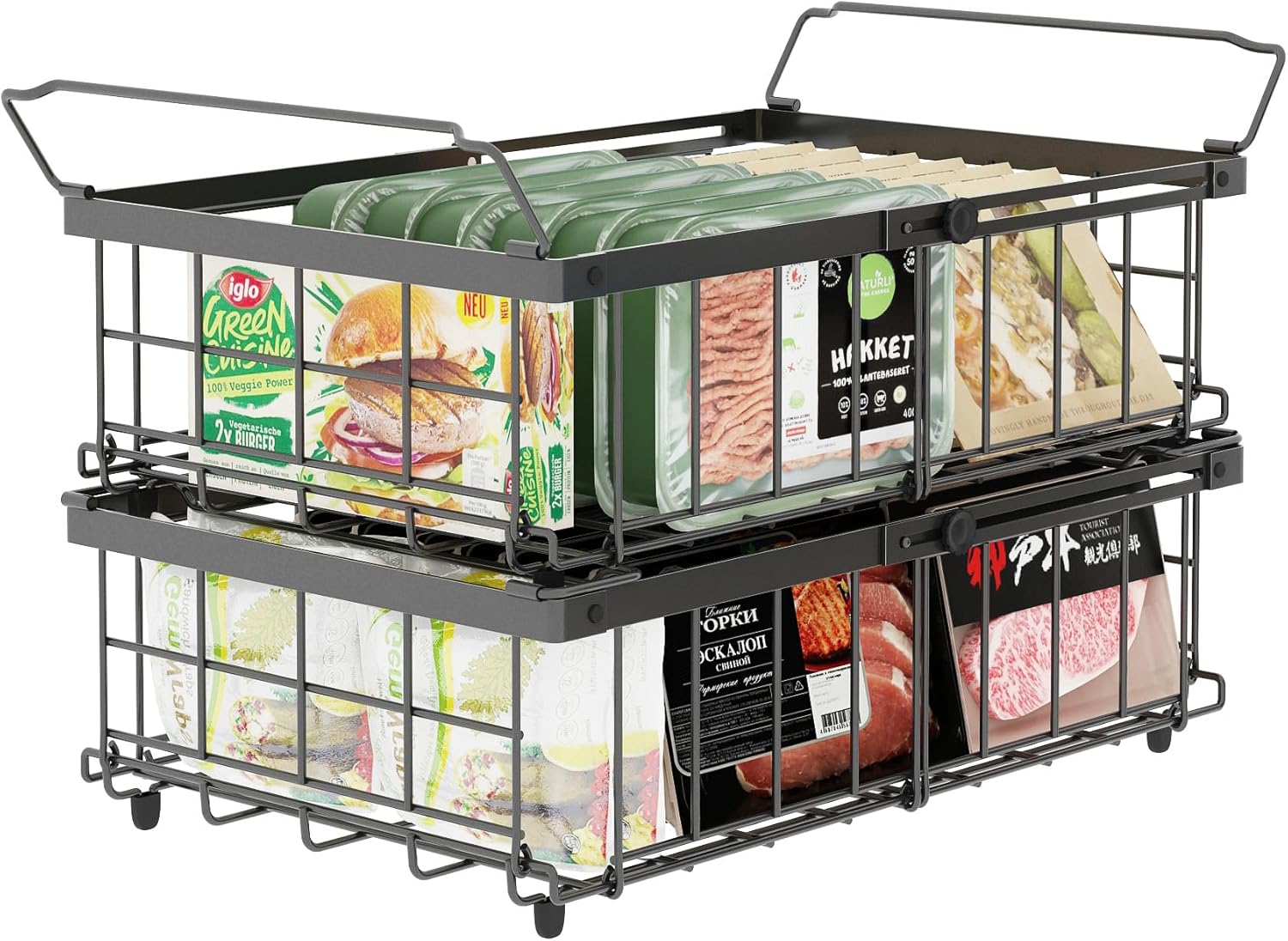 Panier De Rangement Pour Congélateur Coffre - Bac Métallique Aéré 37x37x19 Cm - Organisation Frigo