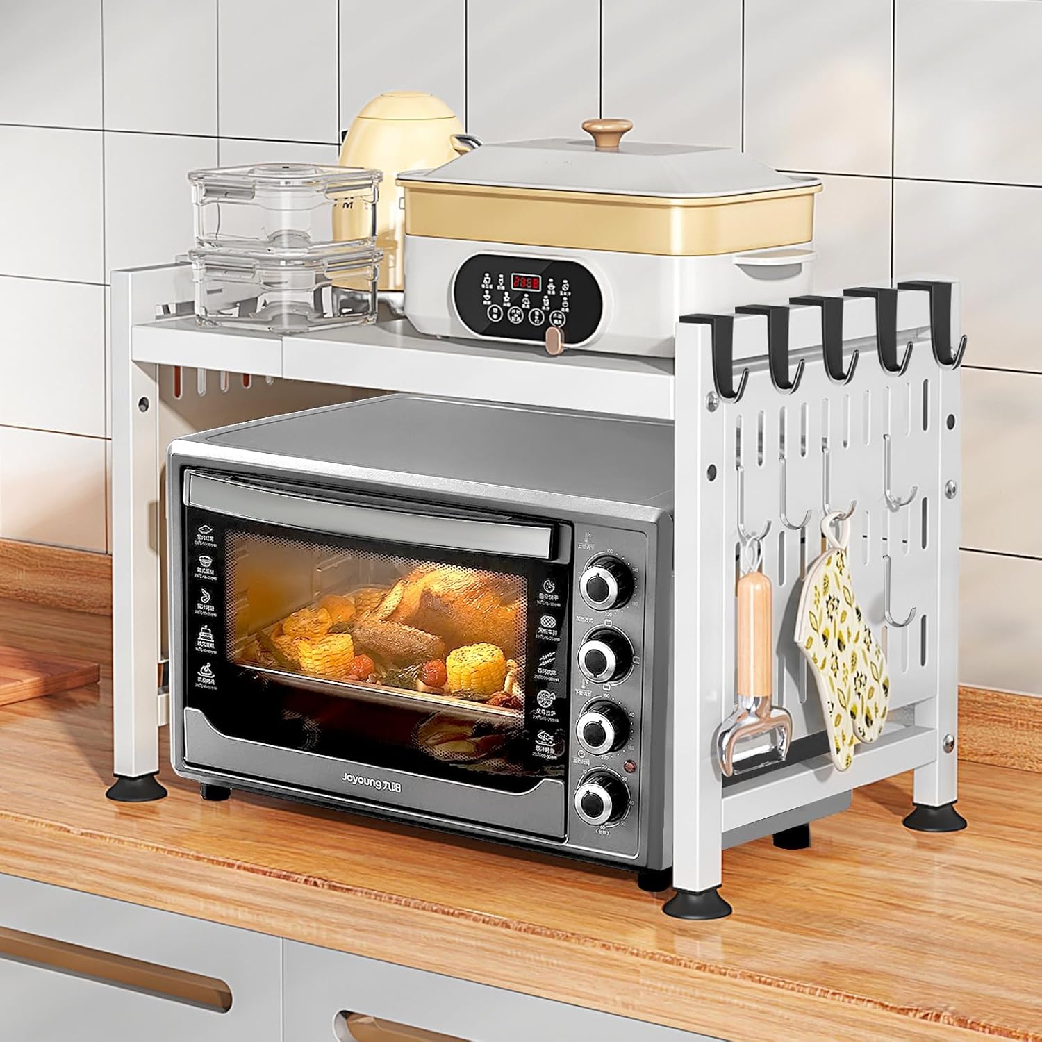 Support De Micro-ondes En Acier Avec Tiroirs Coulissants