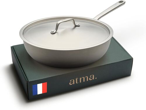 Subzonal-Wok En Inox 3 Plis ¿ Ø28 Cm ¿ Compatible Tous Feux, Cuissons Express Et Polyvalentes ¿ Sans Pfas, Ni Revêtement Chimique ¿ Grande Contenance, Manche Riveté ¿ Fabriqué En France