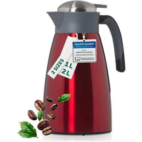 Jexnovashop-Thermos 2l - Thermos Cafe Isotherme Sans Bpa Avec Fermeture Quick Tip - Thermos Café Anti-Fuite Pour Une Isolation De Longue Durée - Thermos Café - Isotherme Cafe - Thermos Café 2l Rouge