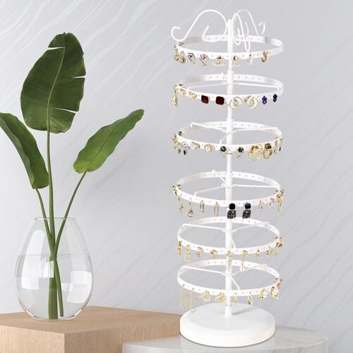 Jexnovashop-6 Niveaux Porte Boucles,Présentoir À Bijoux Rotatif,Arbre À Bijoux En Métal,Porte Bijoux 264 Trous Pour 132 Paires De Boucles D¿Oreilles,Présentoir De Bijoux Tours,Porte Boucles D'oreille
