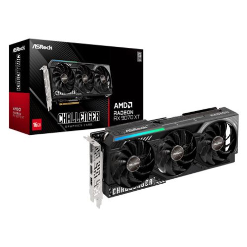 ASRock AMD Radeon RX 9070 XT Challenger Triple Fan 16GB GDDR6 PCIe 5.0 Graphics Card rx9070xt cl 16g