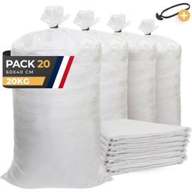 NouvelHorizonstore-Sac a Gravat (20 UNITÉS) | 40 x 60 cm - Capacité 20 Kg | Sac a Gravats Chantier en Polypropylène | Parfait pour le Chantier, Gravier, Sable, Feuilles
