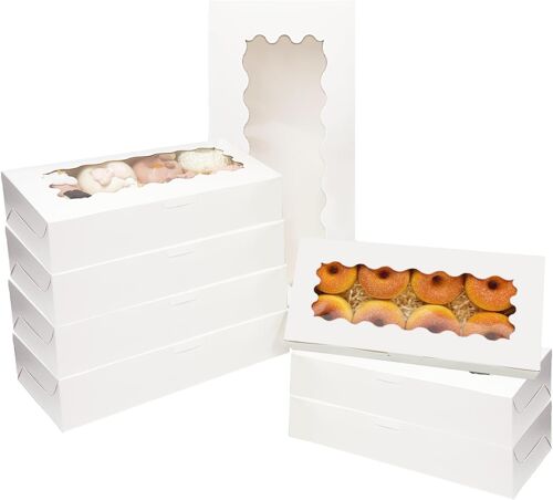 Jexnovashop-Lot De 15 Boîtes À Biscuits Blanches Avec Fenêtre - 30,48 X 13,97 X 6,35 Cm - Pâtisseries, Biscuits, Boulangerie, Boîte D'emballage (30,48 X 13,97 X 2,5 Pouces)