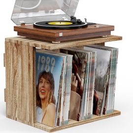 COSTWAY Meuble Rangement Vinyle Pour Albums, 6 Compartiments, Rangement CD DVD Manga, 5 Pieds En Métal, Support Pour Tourne-disque, Meuble Hifi, Bibliothèque Basse (Blanc,Sans Prise