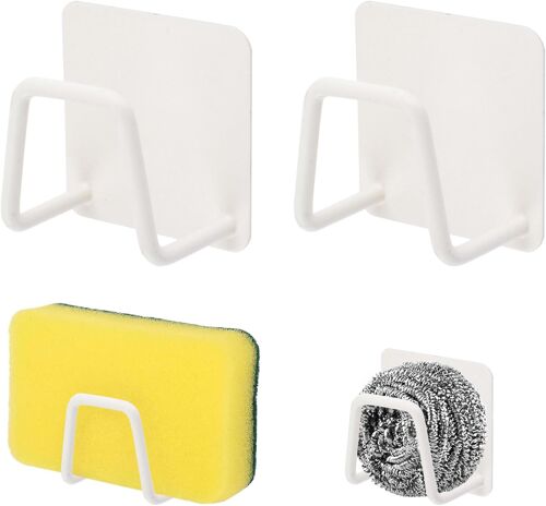 Jexnovashop-Ufufmate Lot De 2 Porte-Éponges Magnétiques À Séchage Rapide En Acier Inoxydable Pour Évier De Cuisine (Blanc)