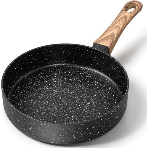 Jexnovashop-Poêle À Frire Antiadhésive De 15 Cm Avec Poignée En Bakélite, Mini Poêle À ?ufs Avec Pierre Dérivée De Pierre, Mini Poêle À Omelette Antiadhésive De 15 Cm, Noire