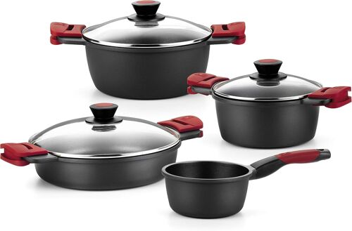 Jexnovashop-Premiere | Batterie De Cuisine 7 Pièces En Fonte D¿Aluminium Avec Revêtement Antiadhésif, Tous Feux Dont Induction