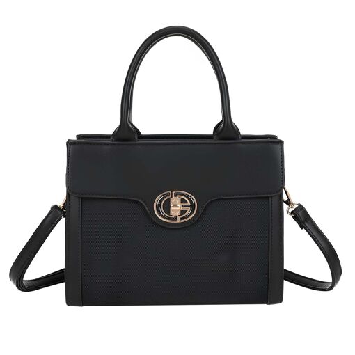 Sac à Main Gallantry Cabas Noir Avec Fleur Métallisée – Neuf Avec étiquettes