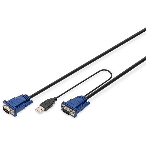 DIGITUS Octopus - Câble clavier / vidéo / souris (KVM) - USB, PS/2, HD-15 (VGA) (M) pour HD-15 (VGA) (M) - 1.8 m - noir
