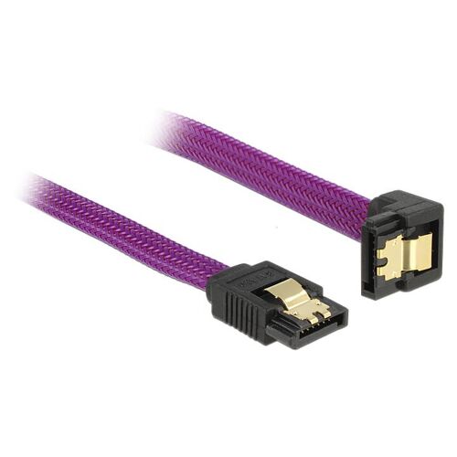 Delock Premium - Câble SATA - Serial ATA 150/300/600 - SATA (M) pour SATA (M) - 30 cm - verrouillé, connecteur à 90 ° - violet