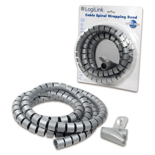 LogiLink Cable Spiral Wrapping Band - Tube de gestion des câbles - 2.5 m - gris