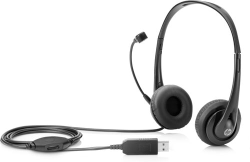 HP - Micro-casque - sur-oreille - filaire - USB - black jack