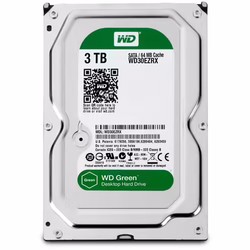 WD Green WD30EZRX - Disque dur - 3 To - interne - 3.5" - SATA 6Gb/s - mémoire tampon : 64 Mo - pour My Cloud EX2