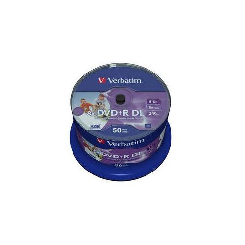 Verbatim - 50 x DVD+R DL - 8.5 Go 8x - surface imprimable par jet d'encre - spindle