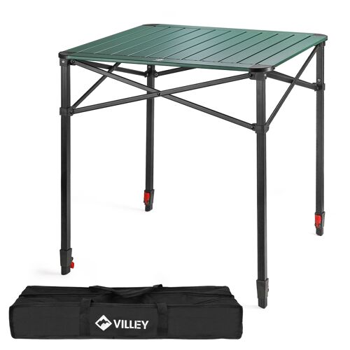 Table De Camping Pliante Villey, Table De Pique-Nique Pliable En Aluminium, Table Exterieure Portable Avec Sac De Rangement, Table Pliante A Hauteur Reglable Pour Randonnee Cuisine Jardin Plage, Large
