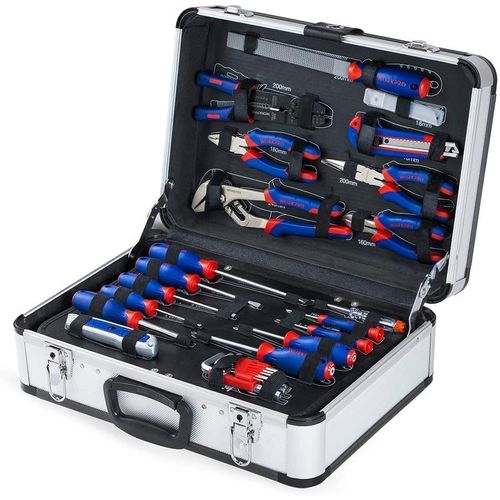 Caisse a Outils WORKPRO Complete Professionnelle 119 Pieces avec Mallette en Aluminium - Boite a Outils Complete pour Reparation Dommestique ou de Travail
