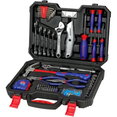 Kit d'Outils pour la Maison 160 Pieces WORKPRO, Mallette a Outils Portable avec Boite de Rangement, Tournevis, Pinces, Cles, Marteau, Couteau, Poignee a Cliquet, Ideal pour Bricolage, Entretien