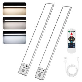 Lampe Detecteur De Mouvement Interieur Everbrite, Lampe De Placard 78 Led, Lumiere Reglable 3000k/4000k/6500k, 3 Modes, Telecommande, Veilleuse Rechargeable Usb Pour Armoire, Cuisine, Salle De Bains