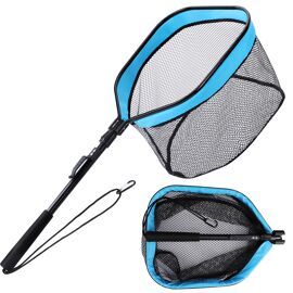Epuisette De Peche Pliable Flissa Epuisette Peche Caoutchouc, Epuisette Peche Carnassier Pour Truite Carpe Poisson-Chat Basse Kayak