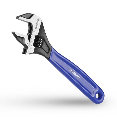 Cle a Molette avec Grande Ouverture 30 mm WORKPRO et Poignee Souple Bi-Matiere, Metrique Complet, Longeur 200 mm
