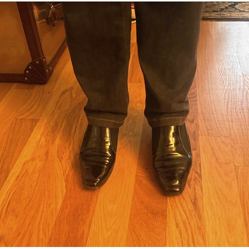 Chaussures Vernis Noir Cuir Adige Paris Vintage 38