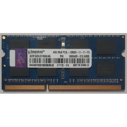 Mémoire KINGSTON ACR16D3LS1NGG/4G. Capacité : 4Go. Memory Type : DDR3-1600MHz.