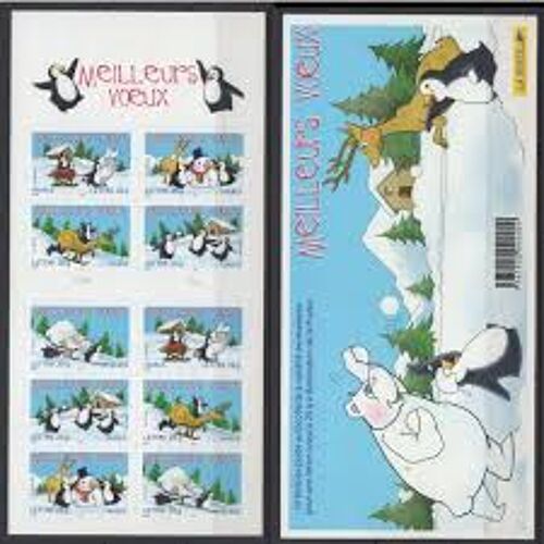 "Meilleurs Voeux" Avec Renne Et Pingouins Bande Carnet 3853 Ou 67 Année 2005 Autoadhésifs N° 3853 3854 3855 3856 3857 Ou 67 68 69 70 71 Yvert Et Tellier Luxe (2 Séries) Validité Permanente Prioritaire