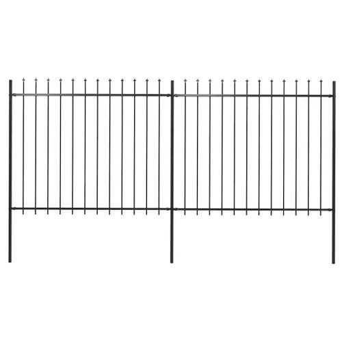 Prolenta Premium - Clôture De Jardin Avec Dessus En Forme De Lance En Acier 359 X 150 Cm Noir