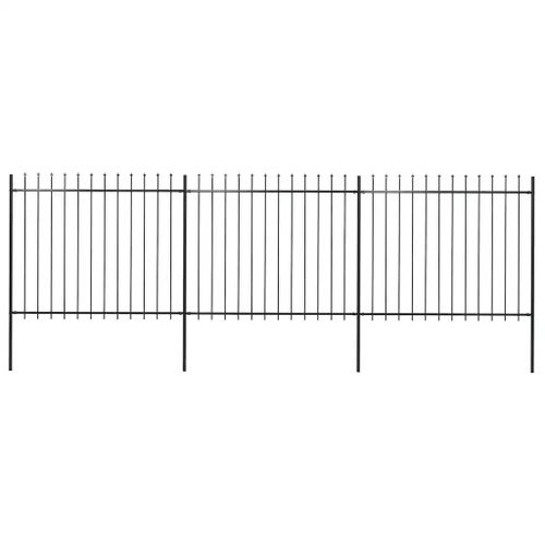 Prolenta Premium - Clôture De Jardin Avec Dessus En Forme De Lance En Acier 537 X 150 Cm Noir