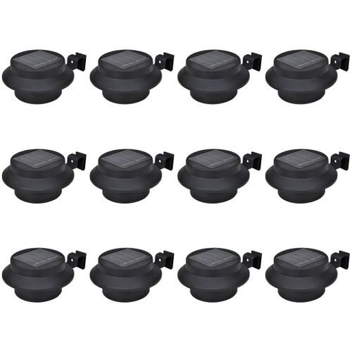 Prolenta Premium - Lampes Solaires À Led D'extérieur Pour Clôture 12 Pcs Noir
