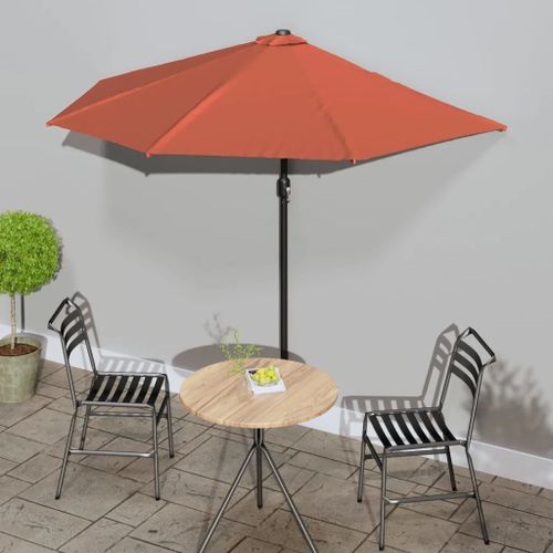 Prolenta Premium - Parasol De Balcon Et Mât En Aluminium Terre Cuite 270x144x222cm