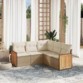 Prolenta Premium - Salon De Jardin Avec Coussins 5 Pcs Beige Résine Tressée