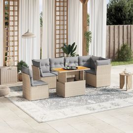 Prolenta Premium - Salon De Jardin Avec Coussins 7 Pcs Beige Résine Tressée