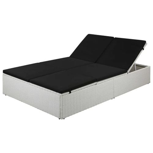 Prolenta Premium - Chaise Longue Avec Coussin Résine Tressée Noir