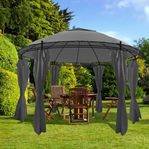 Prolenta Premium - Belvédère Avec Rideaux Rond 3,5 X 2,7 M Anthracite