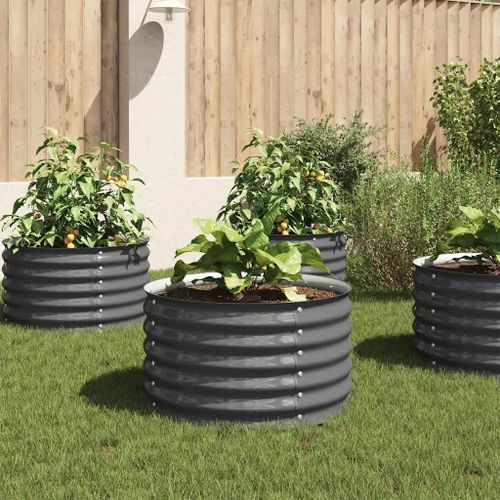 Prolenta Premium - Lit Surélevé De Jardin 80x80x44 Cm Acier Galvanisé Gris