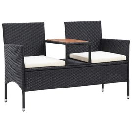 Prolenta Premium - Banc De Jardin 2places Et Table À Thé 143cm Résine Tressée Noir