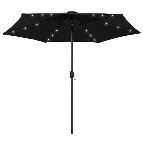 Prolenta Premium - Parasol De Jardin Avec Lumières Led Et Mât En Aluminium Noir