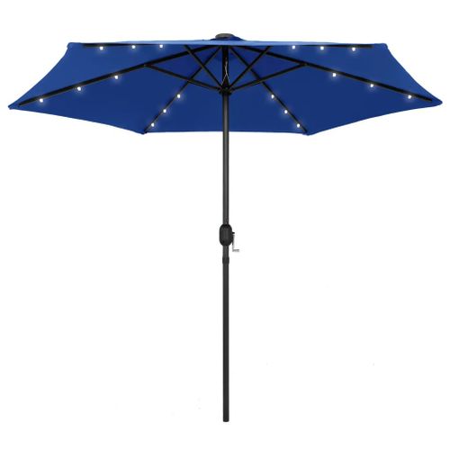 Prolenta Premium - Parasol De Jardin Et Lumières Led Mât En Aluminium Bleu Azuré