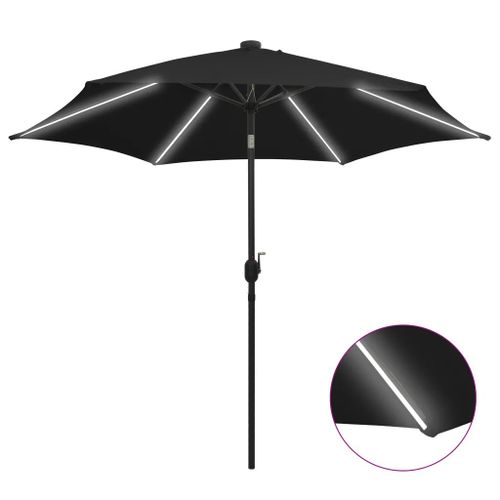 Prolenta Premium - Parasol De Jardin Avec Lumières Led Et Mât En Aluminium Noir