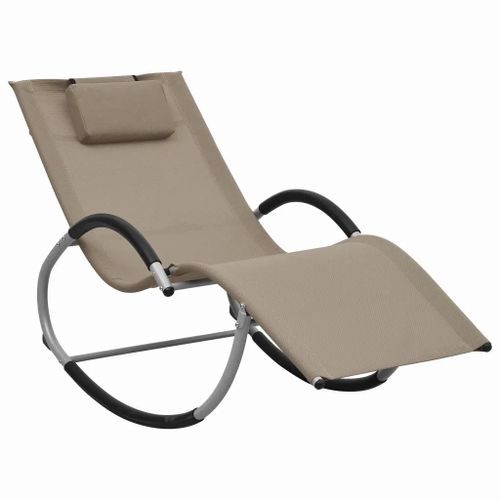 Prolenta Premium - Chaise Longue Avec Oreiller Taupe Textilène