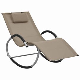 Prolenta Premium - Chaise Longue Avec Oreiller Taupe Textilène