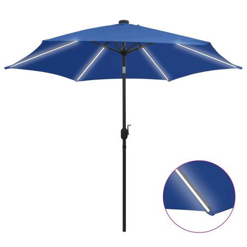 Prolenta Premium - Parasol De Jardin Et Lumières Led Mât En Aluminium Bleu Azuré