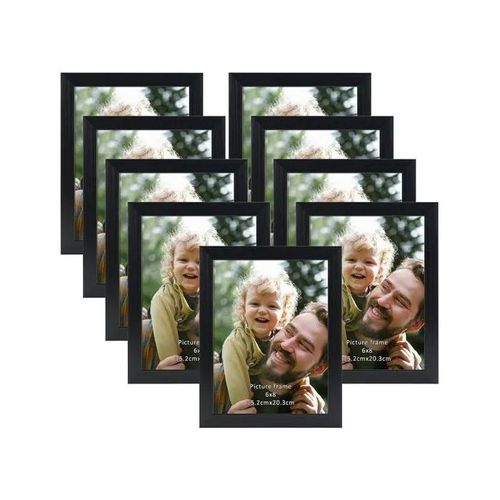 Lot de 9 Cadres Photo 15x20 cm Noirs - Décoration Murale ou à Poser Design Moderne pour Salon et Chambre - Plastique Durable